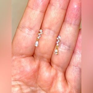 Cute Sterling Silver Earrings gold plated with CZ stones